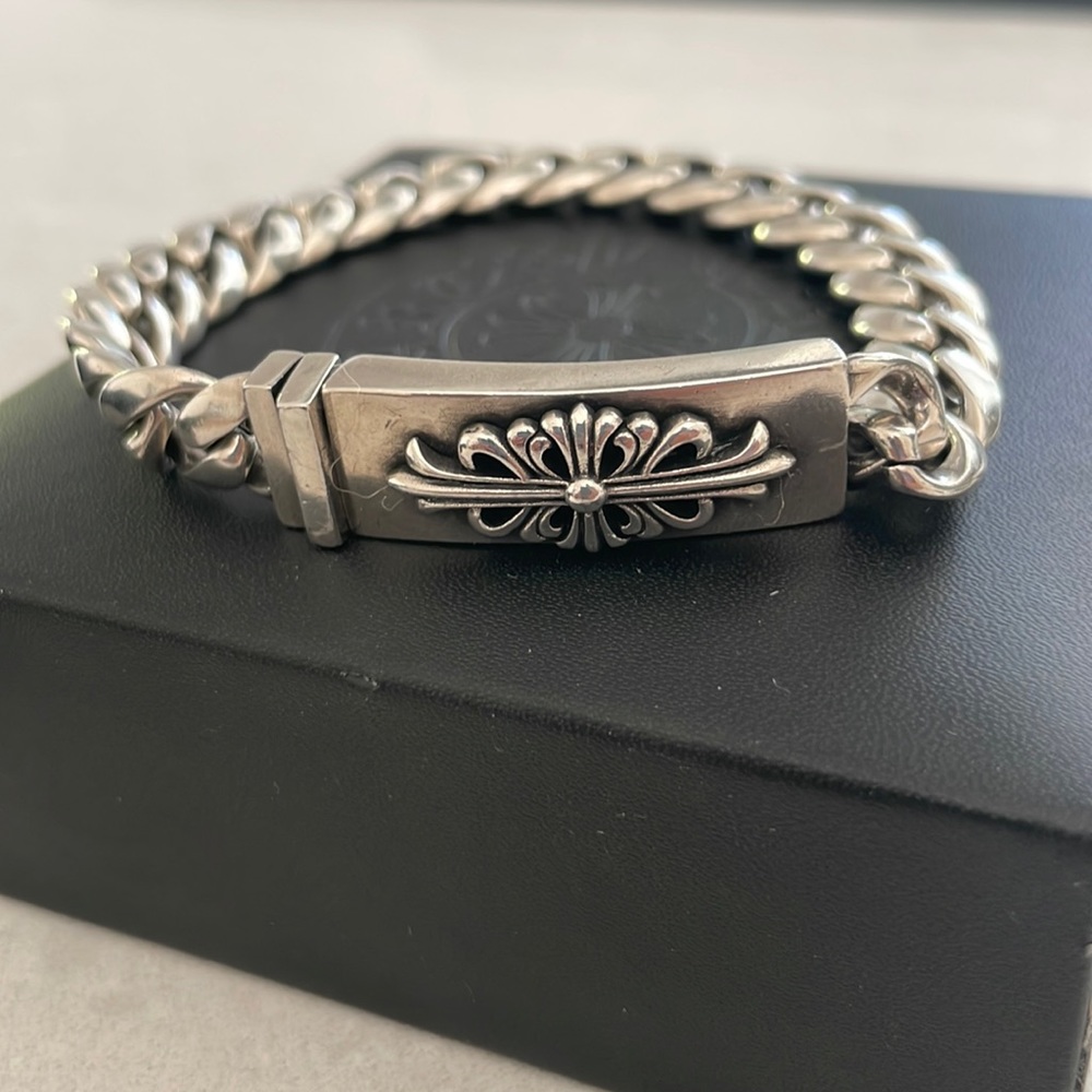 Chrome Hearts Sterling Silver Cuban Link Bracelet w box and dust bag